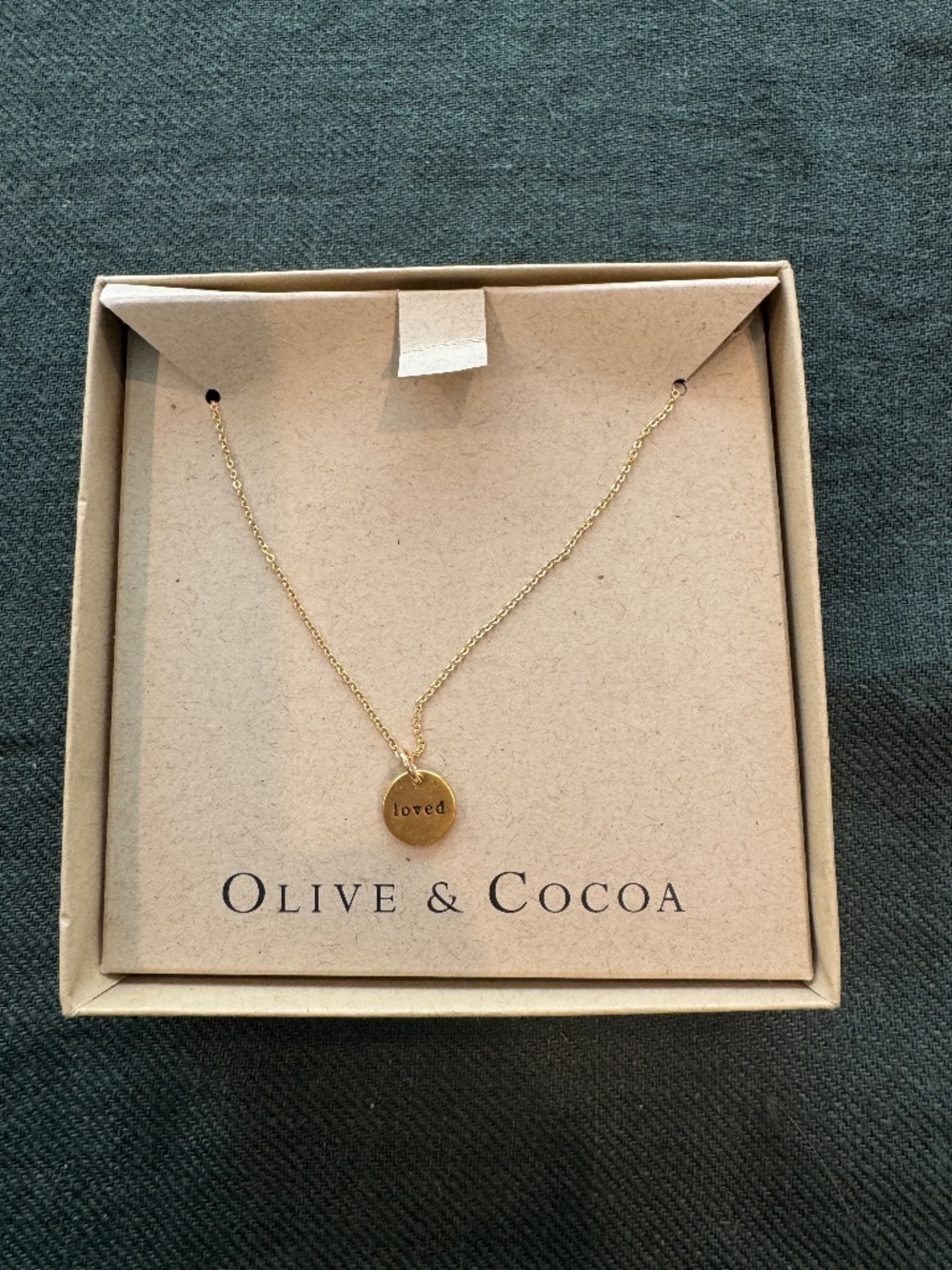 Olivia & Cocoa "Loved" Engraved Circle Disc Charm Necklace
